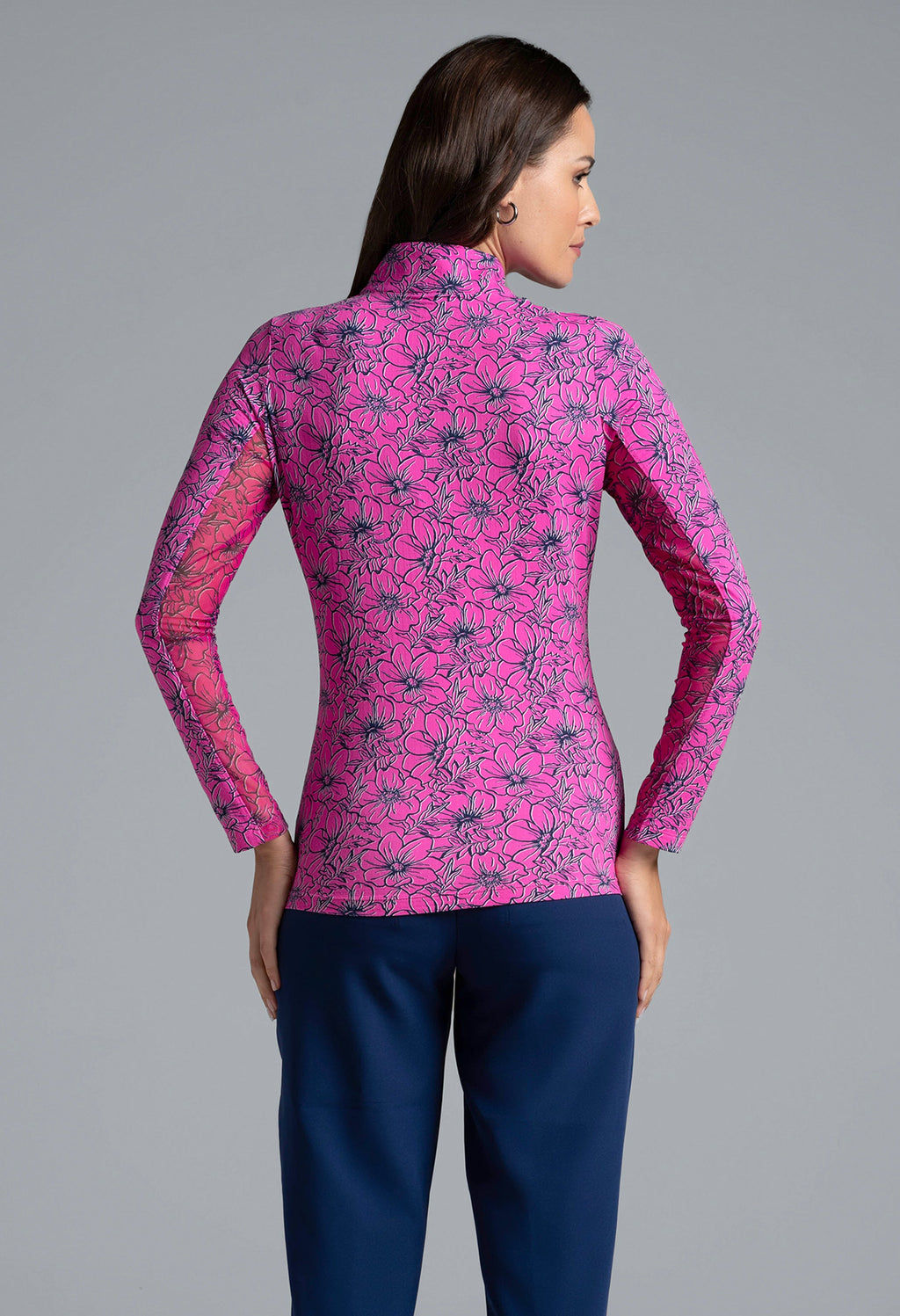 Diana Print Long Sleeve Mock Neck Top – 10930