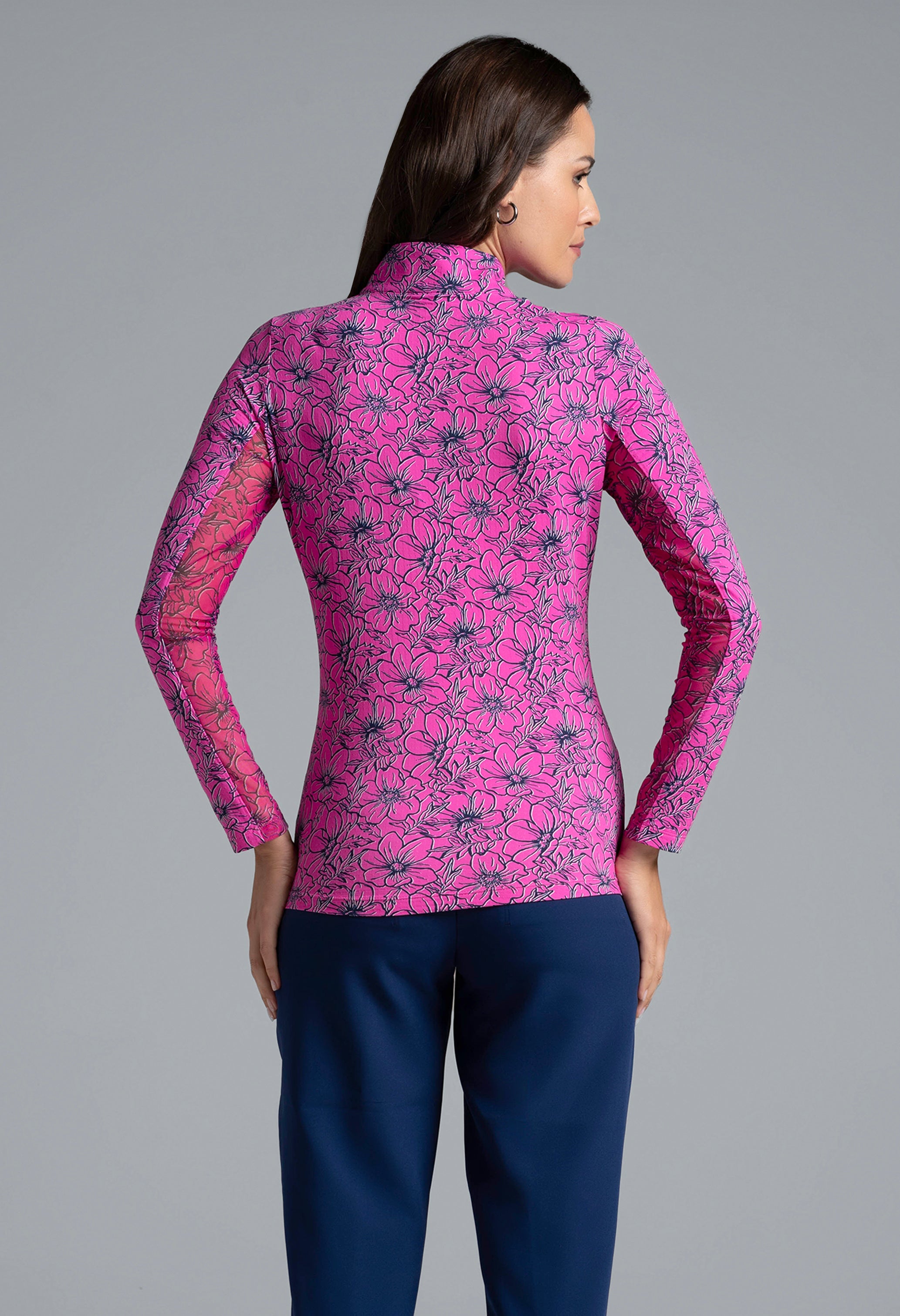 Diana Print Long Sleeve Mock Neck Top – 10930