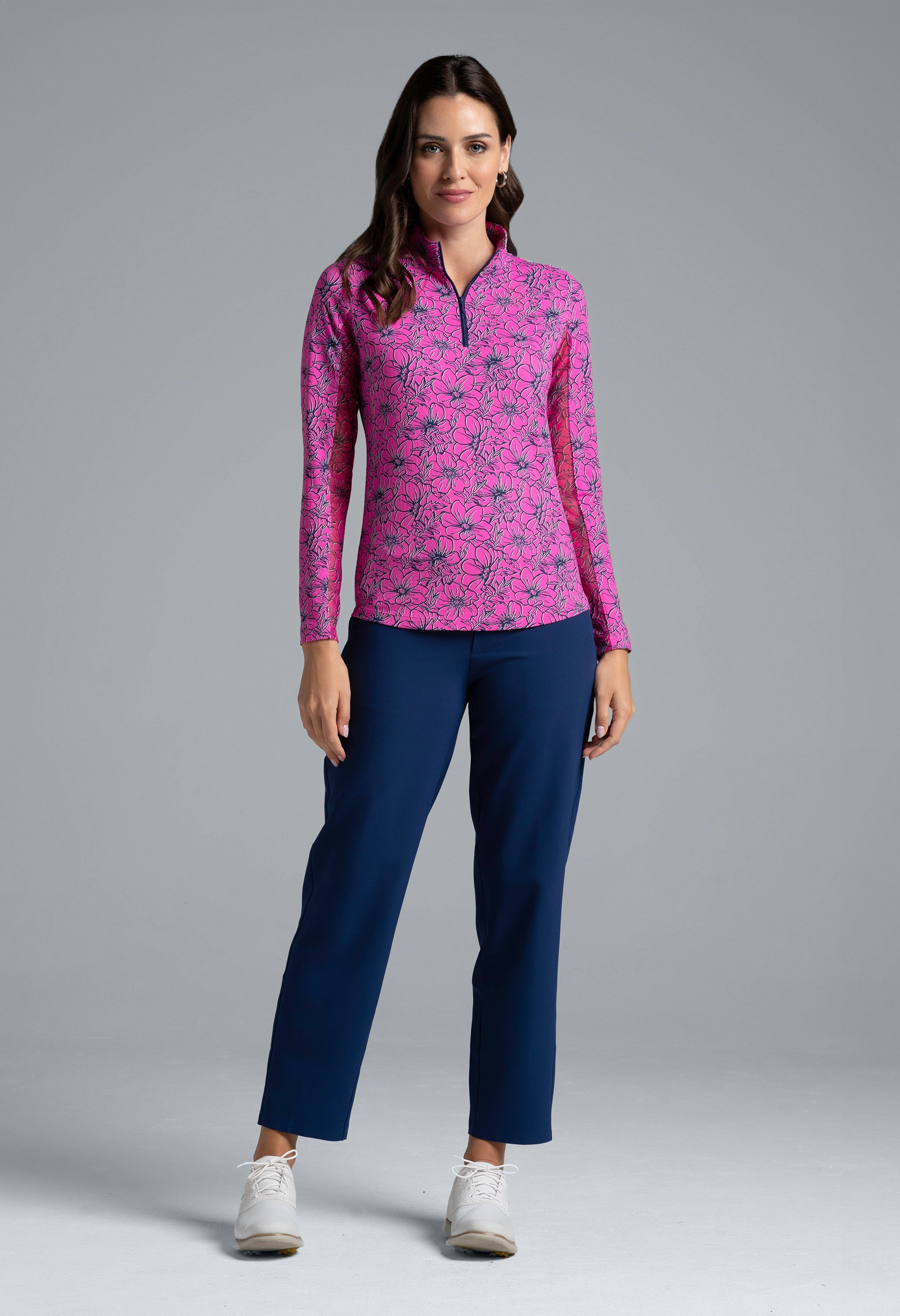 Diana Print Long Sleeve Mock Neck Top – 10930