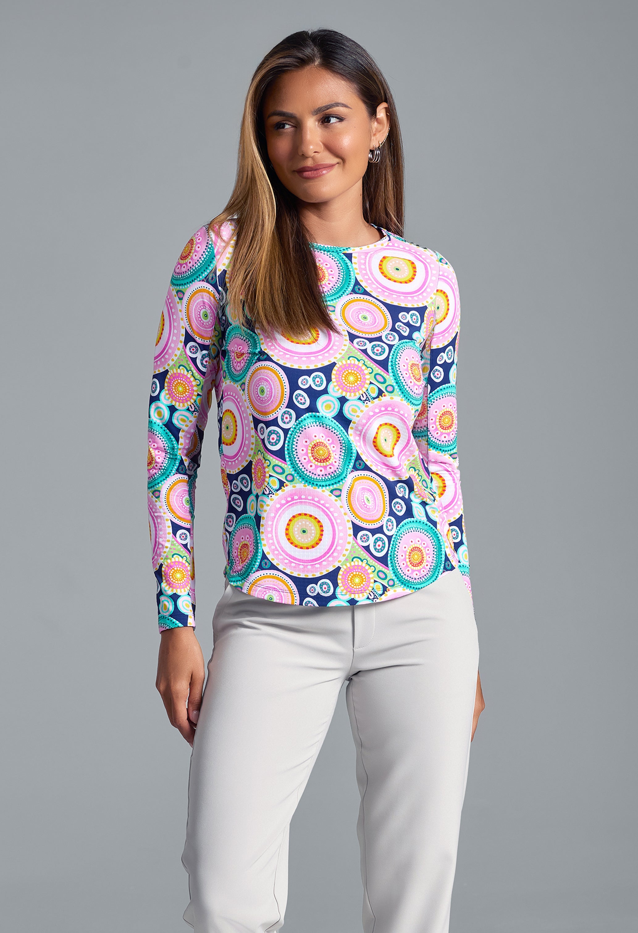 Leona Print Long Sleeve Crew Neck – 12933