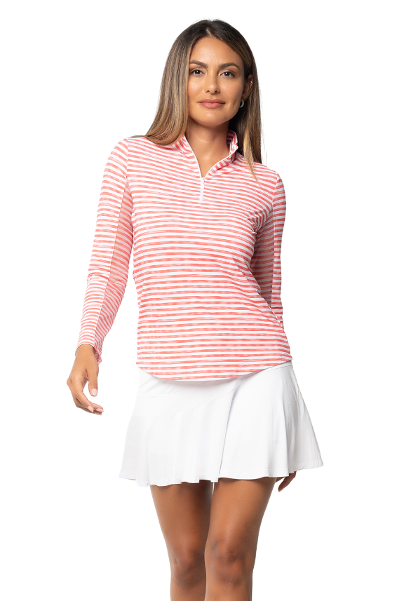 Landon Stripe II  Print Long Sleeve Mock Neck Top – 10164