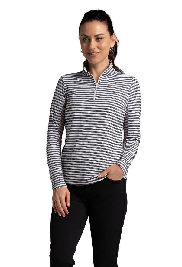 Landon Stripe II  Print Long Sleeve Mock Neck Top – 10164