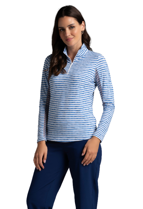 Landon Stripe II  Print Long Sleeve Mock Neck Top – 10164